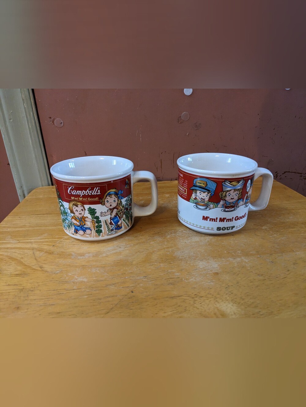 Vintage 1993 Campbell's Soup Ceramic Coffee SOUP Mugs Set of 2, T18MIS